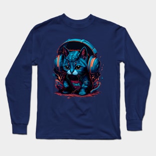 Futuristic Cat DJ Long Sleeve T-Shirt